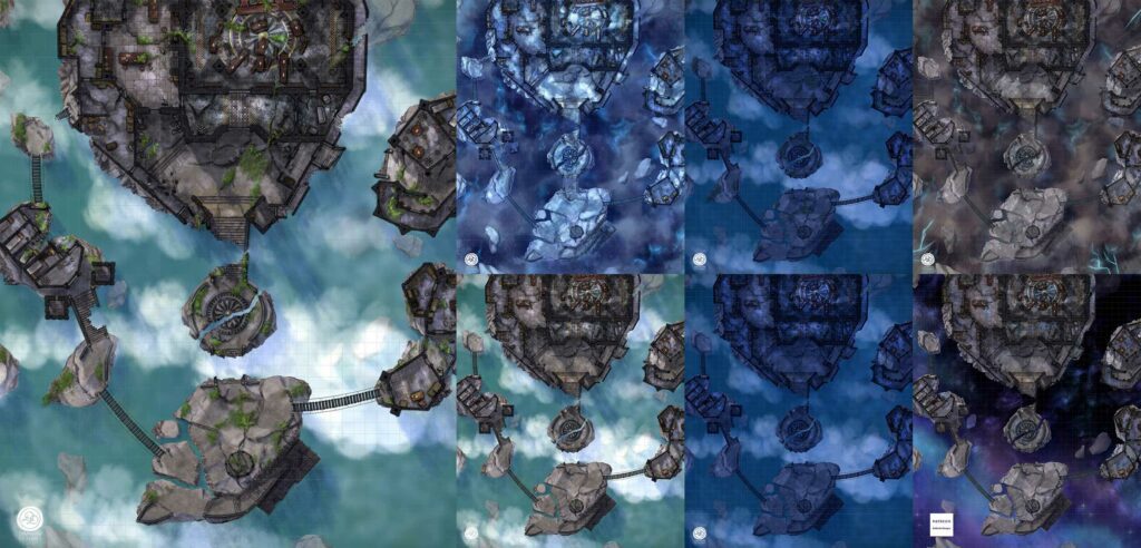 Ruins: Day Greenery, Ice, Midnight Greenery, Storm, Day Regular, Midnight Regular, Astral