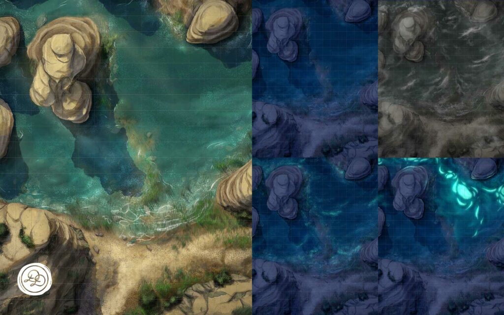 High Tide: Day, Night, Storm, Night Glow 1, Night Glow 2